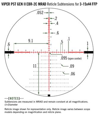 Оптичний приціл Vortex Viper PST GenII 3-15x44 FFP EBR-2C MRAD