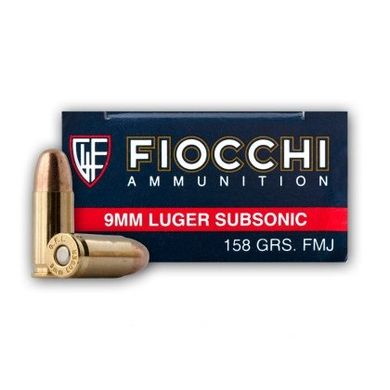Патрон Fiocchi кал. 9x19 Luger Subsonic FMJ 158grns/10.24гр