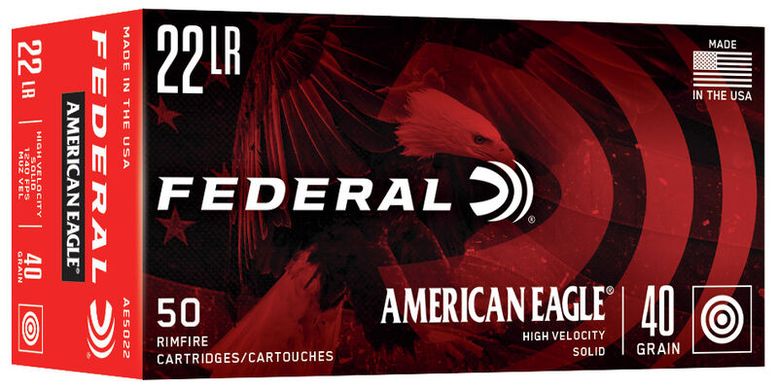 Патрон нарезной Federal American Eagle, 22LR, LRN, 40GR, 378 м/с, 50шт