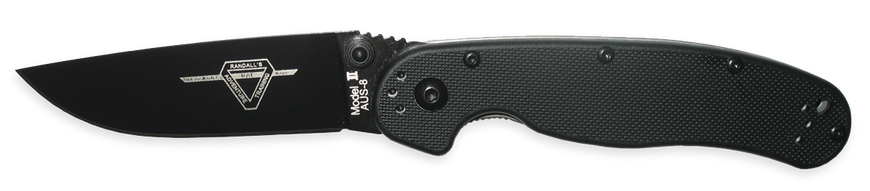 Нож Ontario RAT II Folder - чорный клинок, гладка РК, чорная рукоять